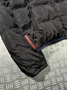 Prada Linea Rossa Jet Black Padded Puffer Jacket - Small / Medium