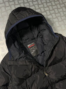 Prada Linea Rossa Jet Black Padded Puffer Jacket - Small / Medium