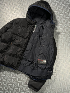 Prada Linea Rossa Jet Black Padded Puffer Jacket - Small / Medium