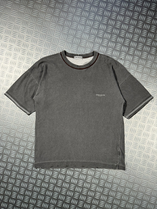 Early 1990's Stone Island Marina Grey Spellout Tee