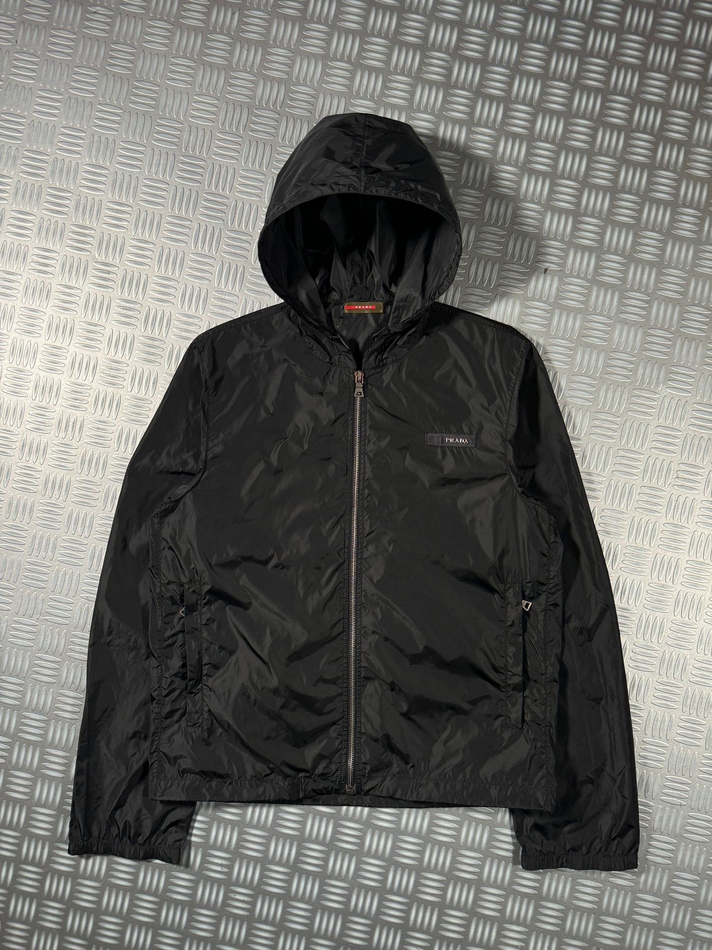 Early 2000's Prada Jet Black Spellout Nylon Jacket