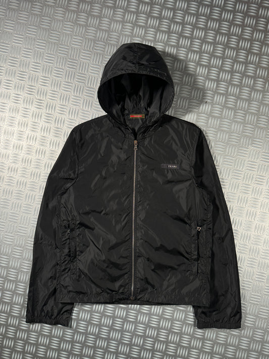 Early 2000's Prada Jet Black Spellout Nylon Jacket
