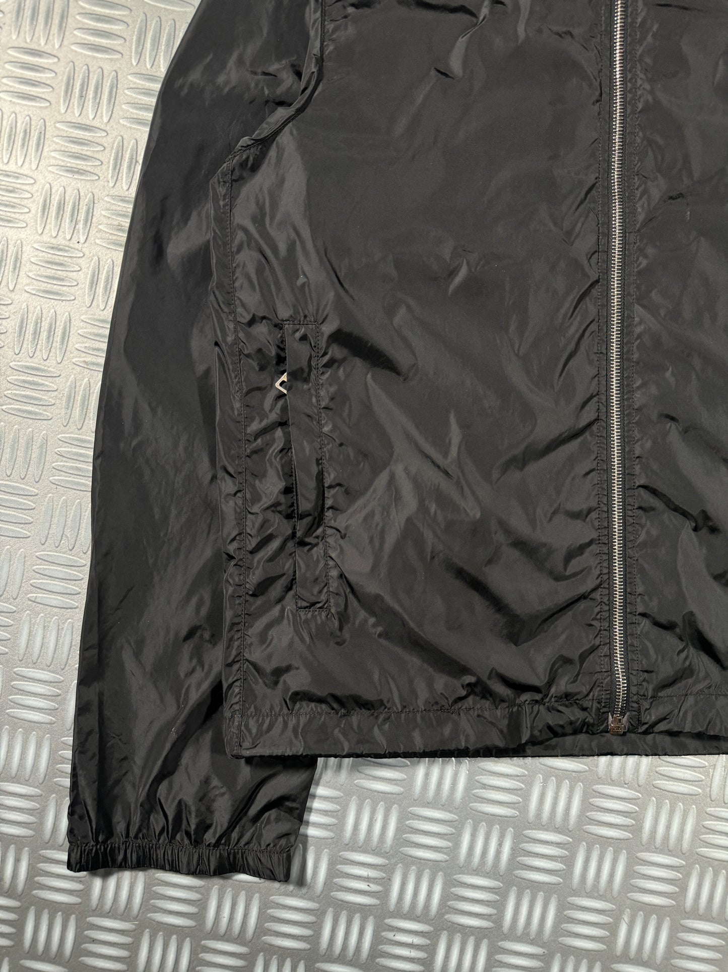 Early 2000's Prada Jet Black Spellout Nylon Jacket