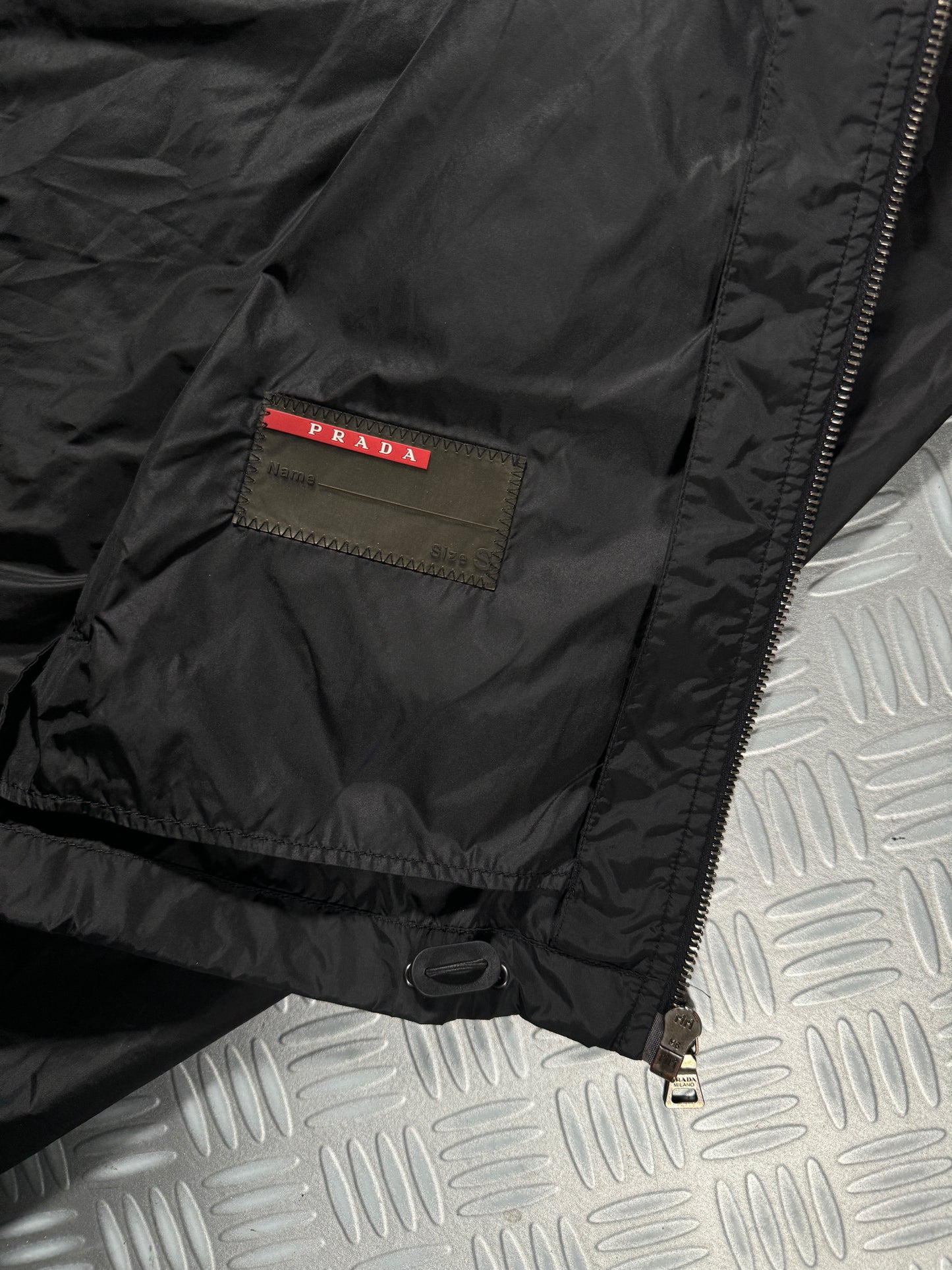 Early 2000's Prada Jet Black Spellout Nylon Jacket