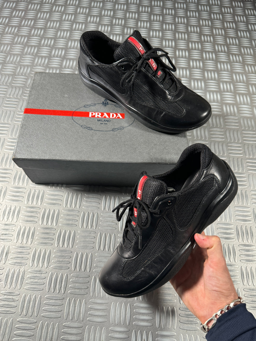 Prada America Cup Black Leather