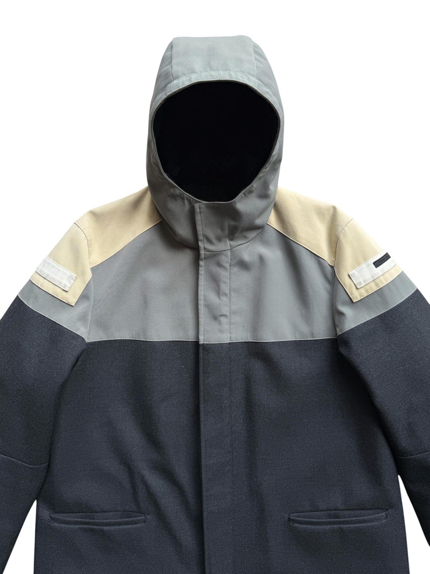 2007 Prada Main Line Split Panell Hooded Trench Coat