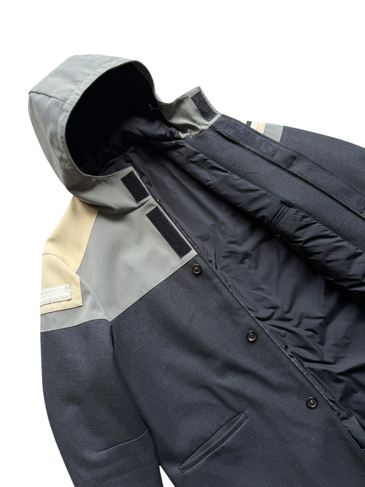 2007 Prada Main Line Split Panell Hooded Trench Coat