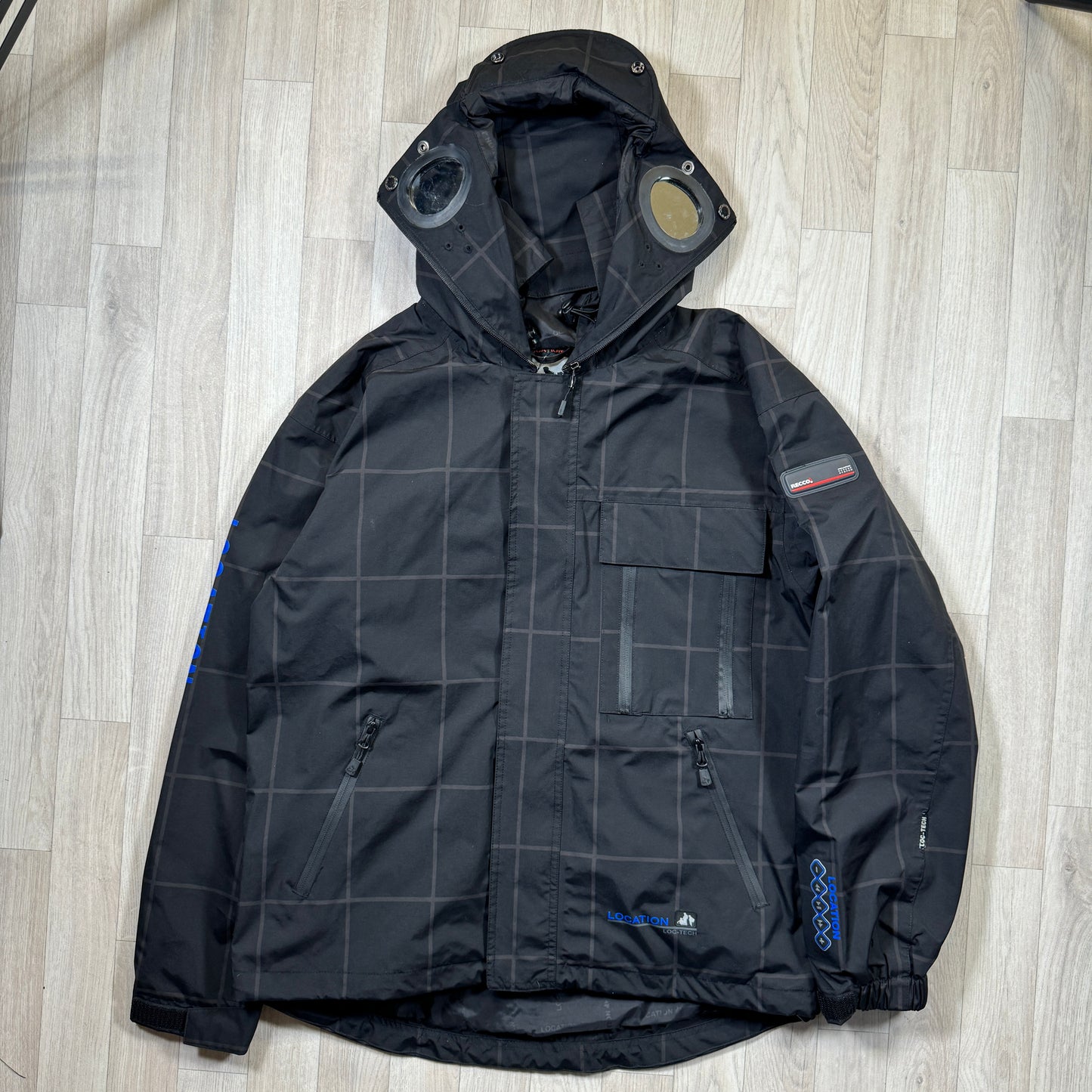 Early 2000's Black Check Goggle Jacket - Large