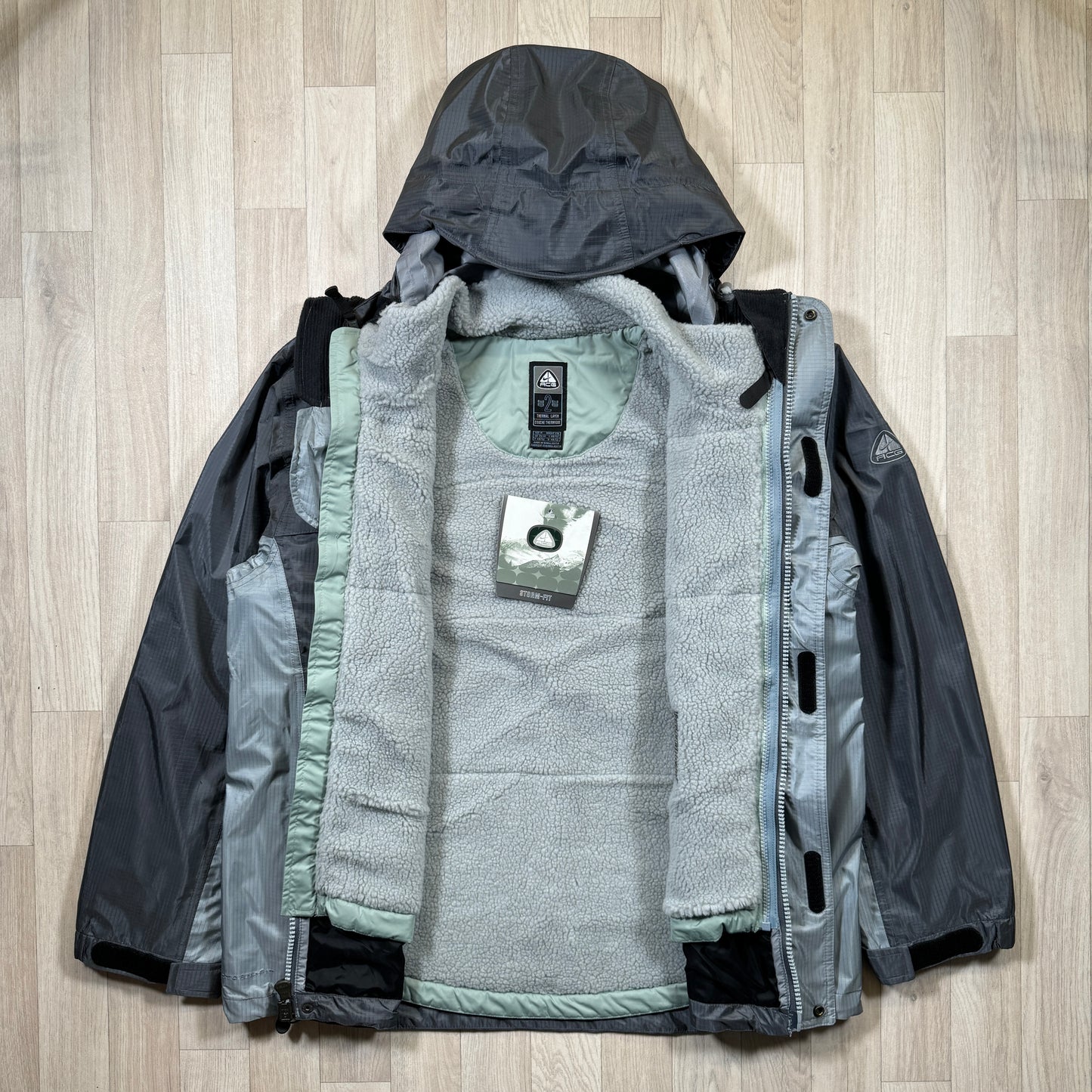 Early 2000's Nike ACG 2in1 Slate Grey Jacket + Vest - Large / Extra Large