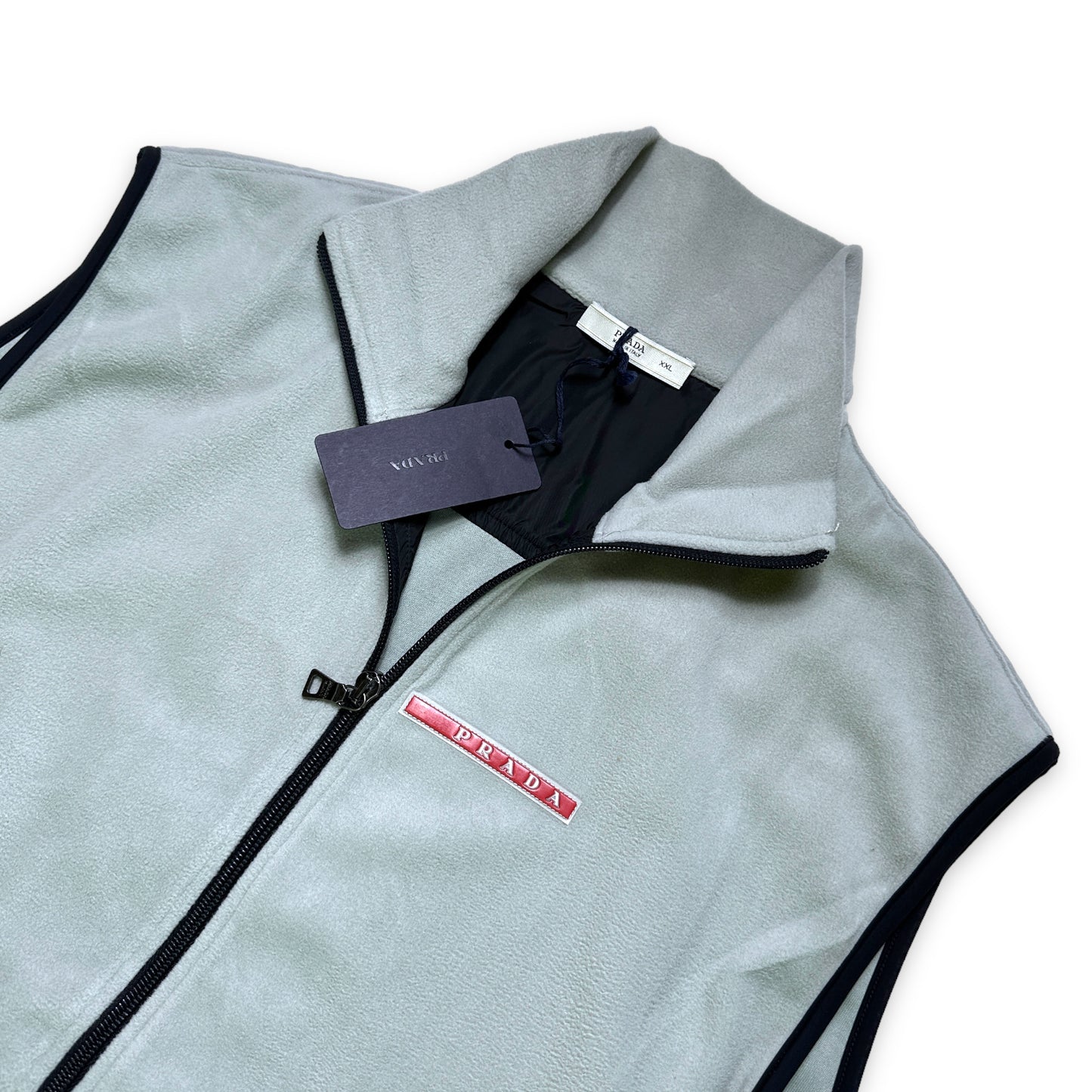 Prada Luna Rossa Light Grey Fleece Gilet - Large