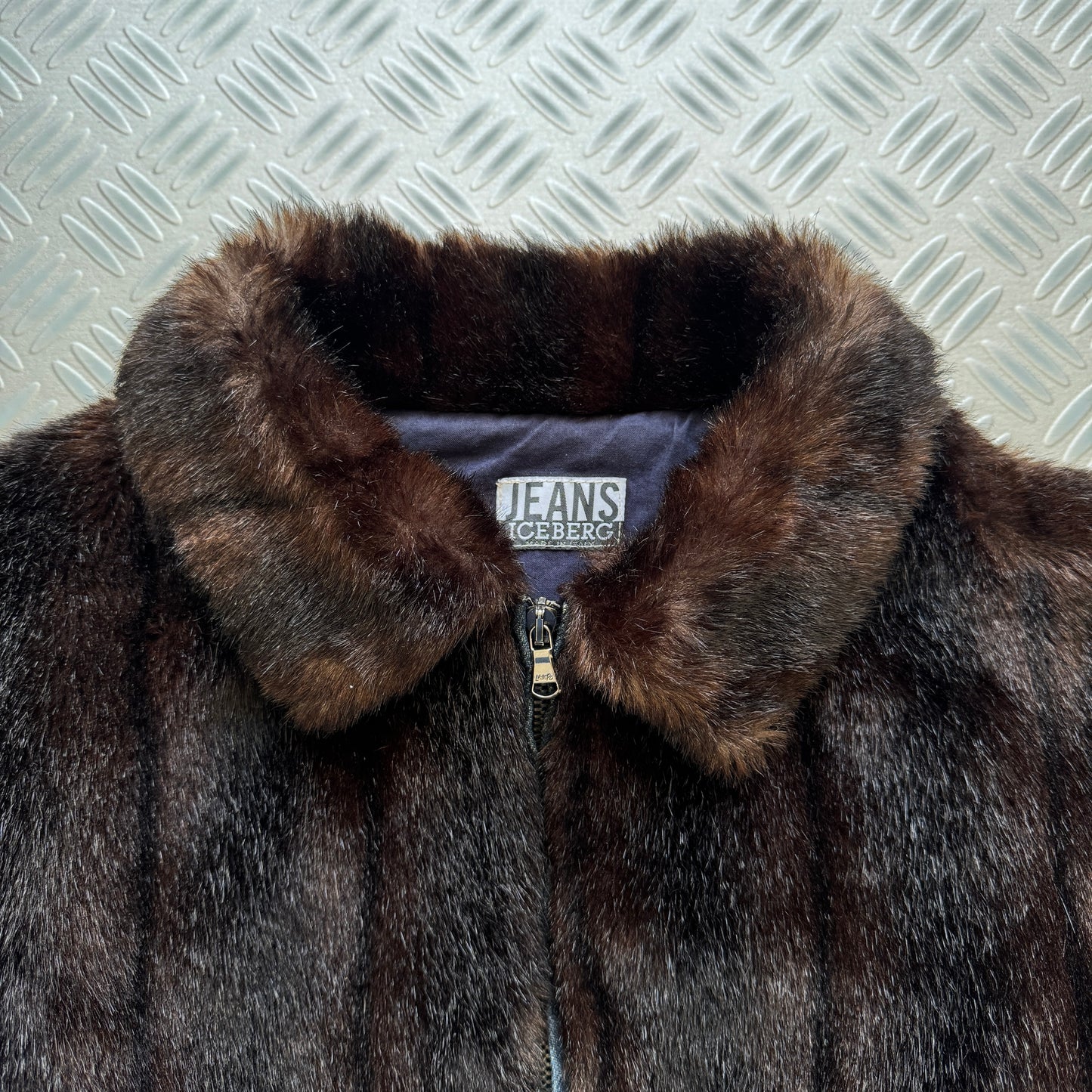 Early 2000's Iceberg Faux Fur Body Denim Jacket - Small