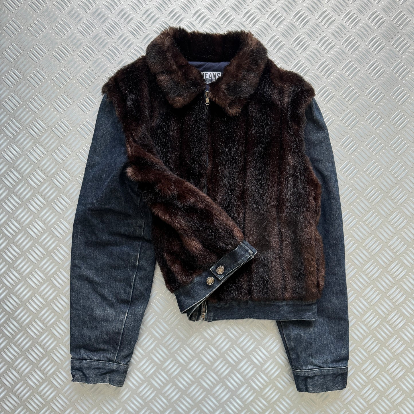 Early 2000's Iceberg Faux Fur Body Denim Jacket - Small