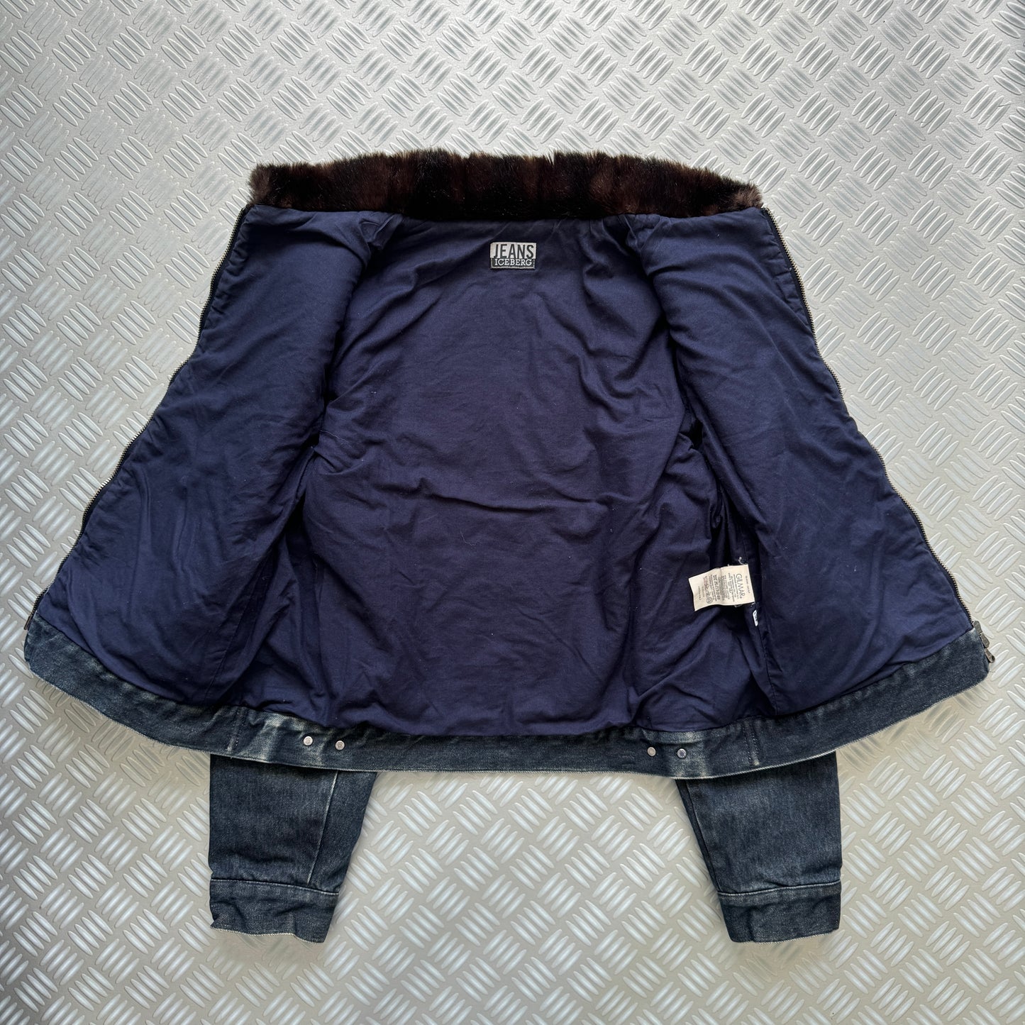 Early 2000's Iceberg Faux Fur Body Denim Jacket - Small