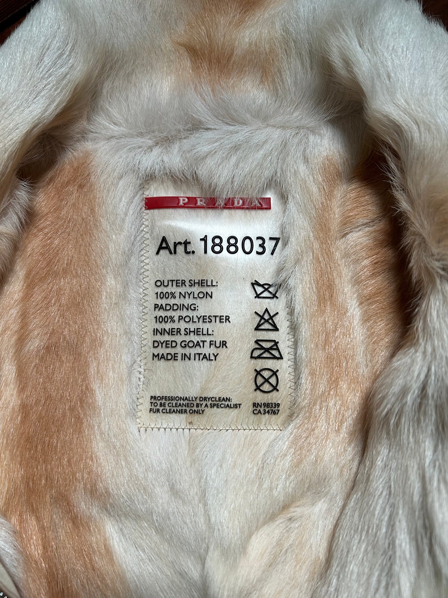 Prada Sport Fur Lined Light Beige Vest