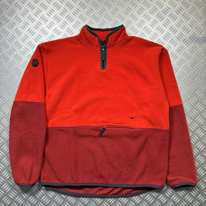Nike Split Panel Contrast Red Fleece Sweatshirt - Medium / Large