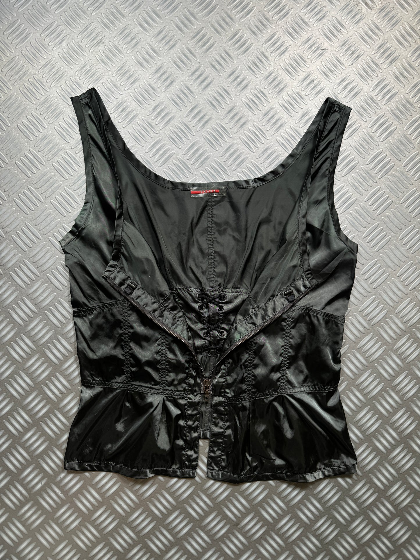 Early 2000's Prada Main Line Nylon Corset Back Top