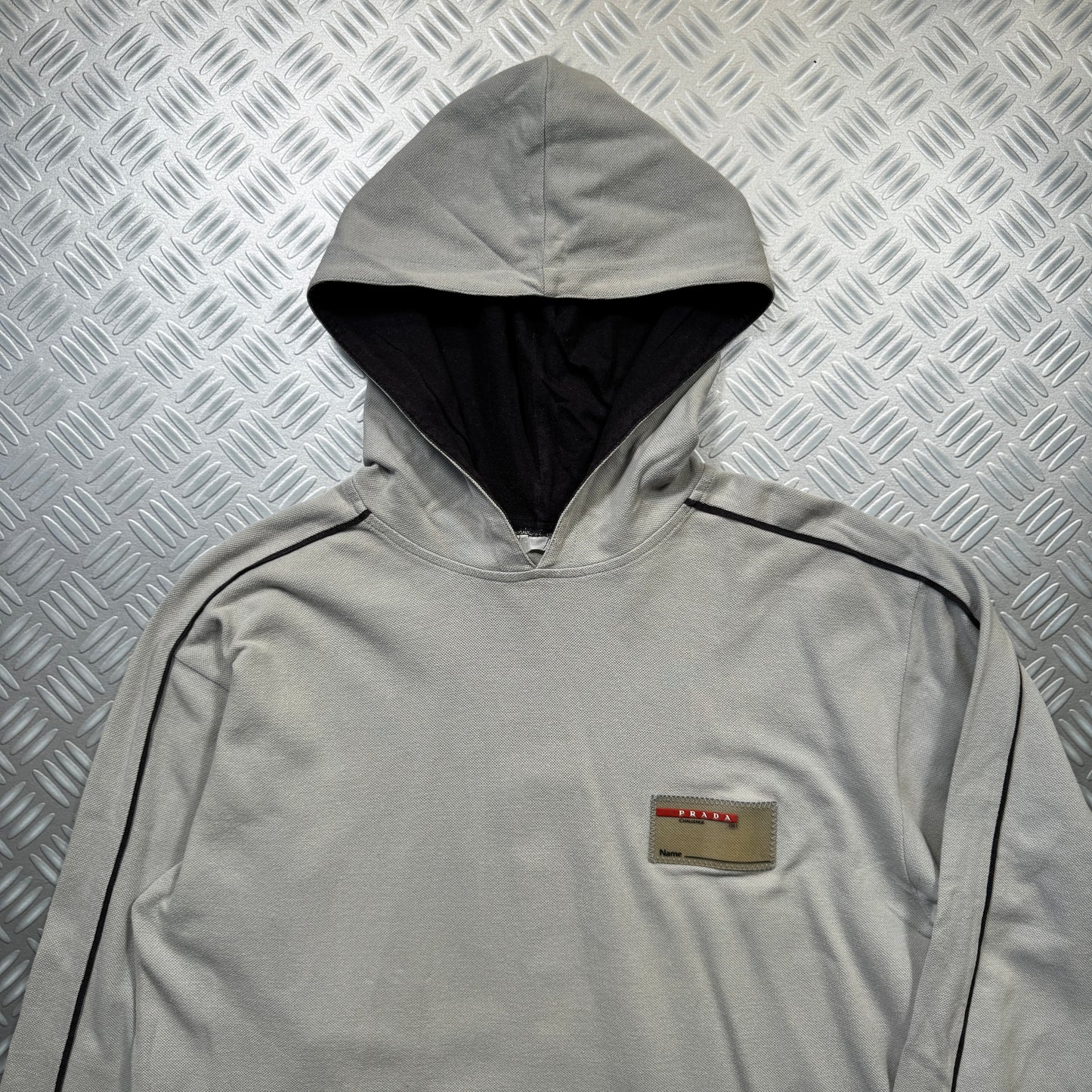 Prada Luna Rossa Challenge 2003 Grey Piped Hoodie - Medium