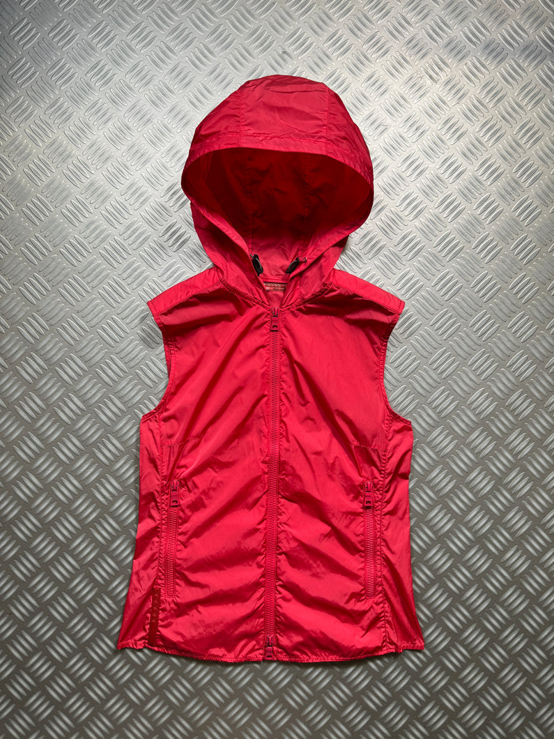 SS00' Prada Sport Shocking Pink Hooded Vest - Womens 4-6