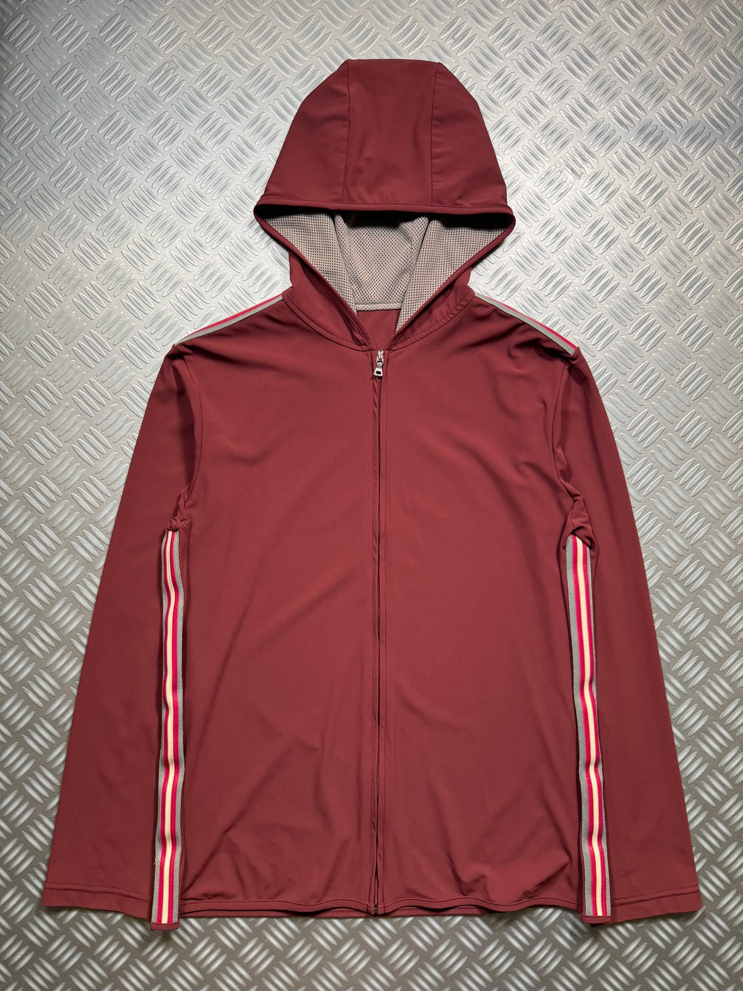 SS00' Prada Sport Burgundy Side Stripe Soft Comp Hooded Jacket - Medium