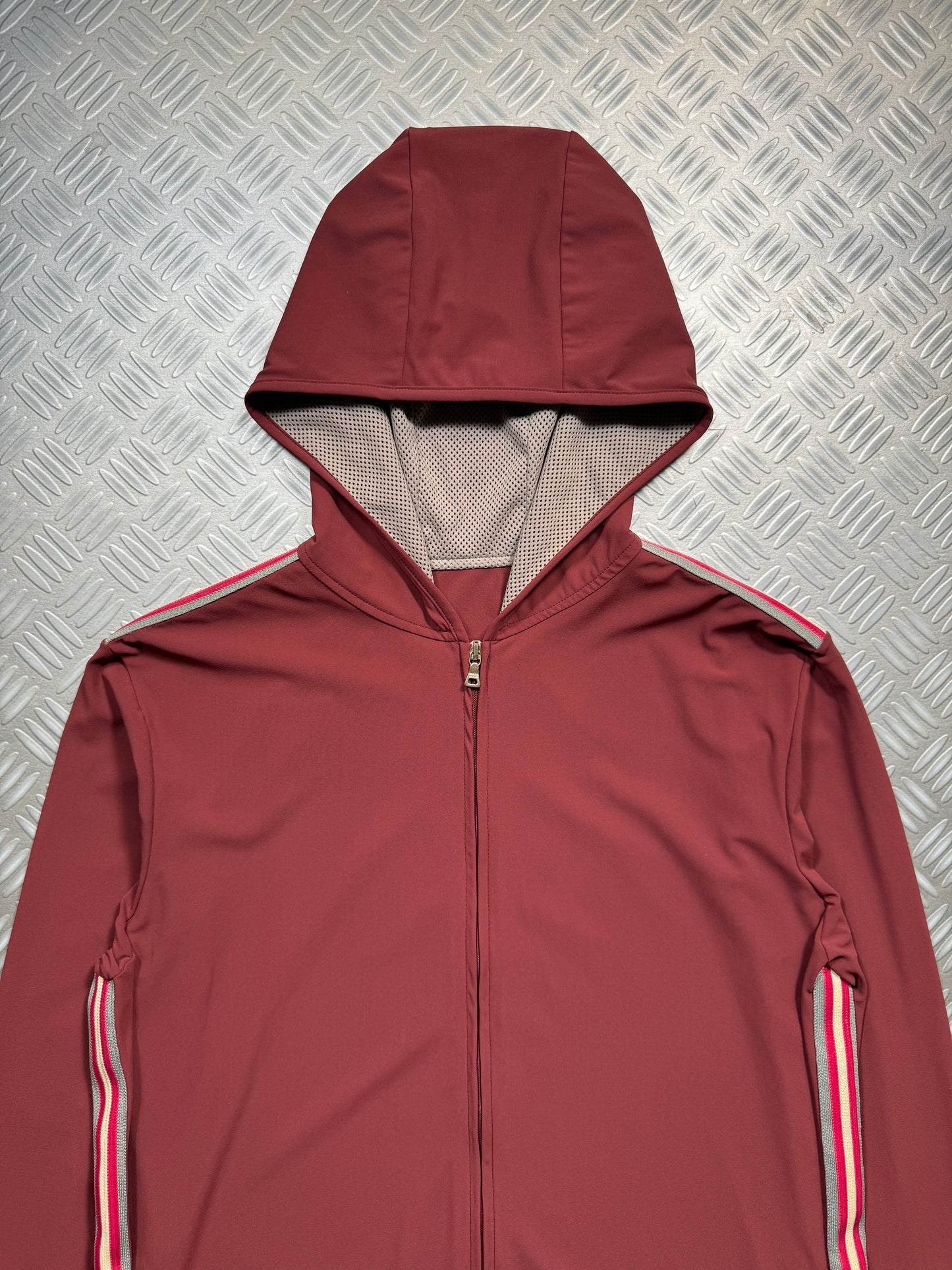 SS00' Prada Sport Burgundy Side Stripe Soft Comp Hooded Jacket - Medium