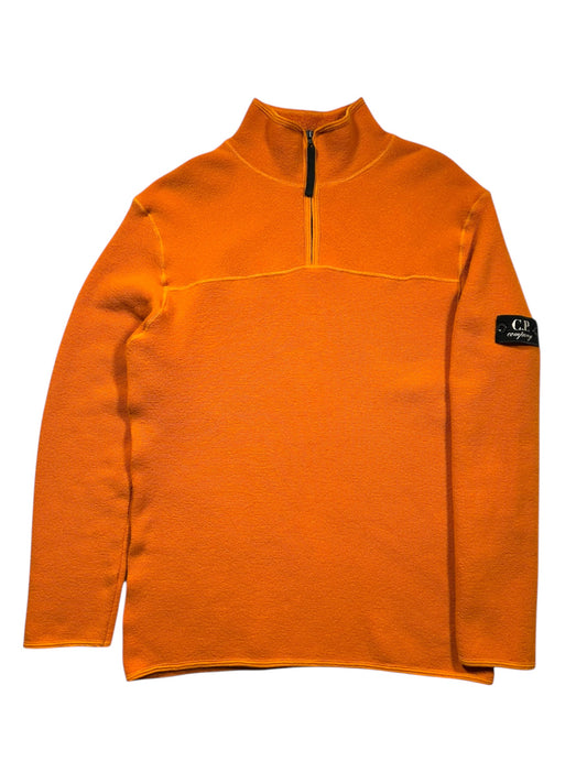 1990's CP Company Bright Orange Wool Fleece 1/4 Zip