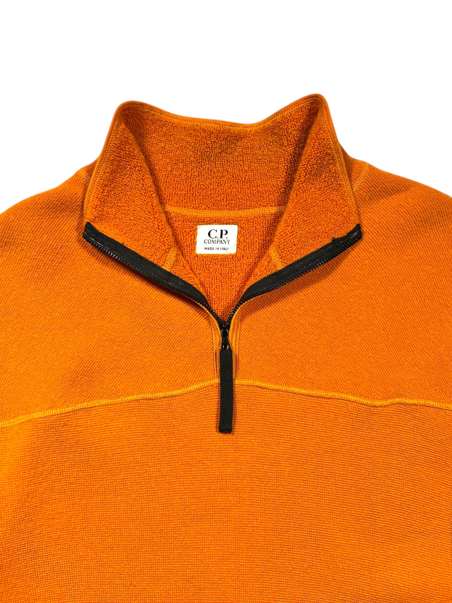 1990's CP Company Bright Orange Wool Fleece 1/4 Zip