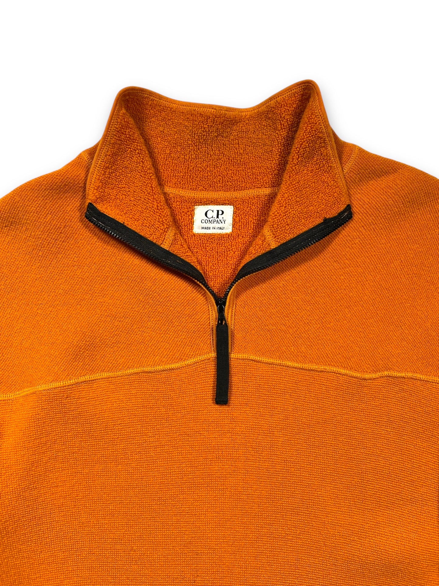 1990's CP Company Bright Orange Wool Fleece 1/4 Zip