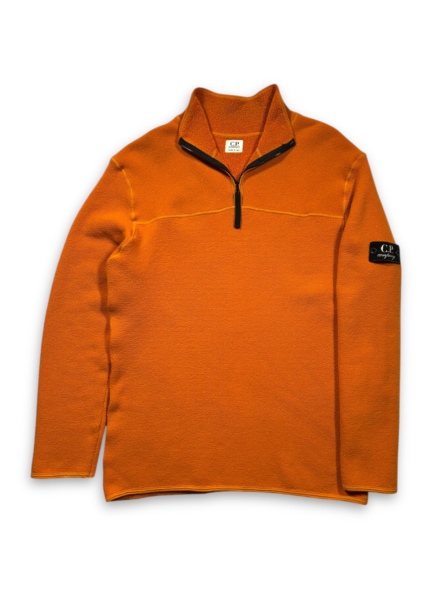 1990's CP Company Bright Orange Wool Fleece 1/4 Zip