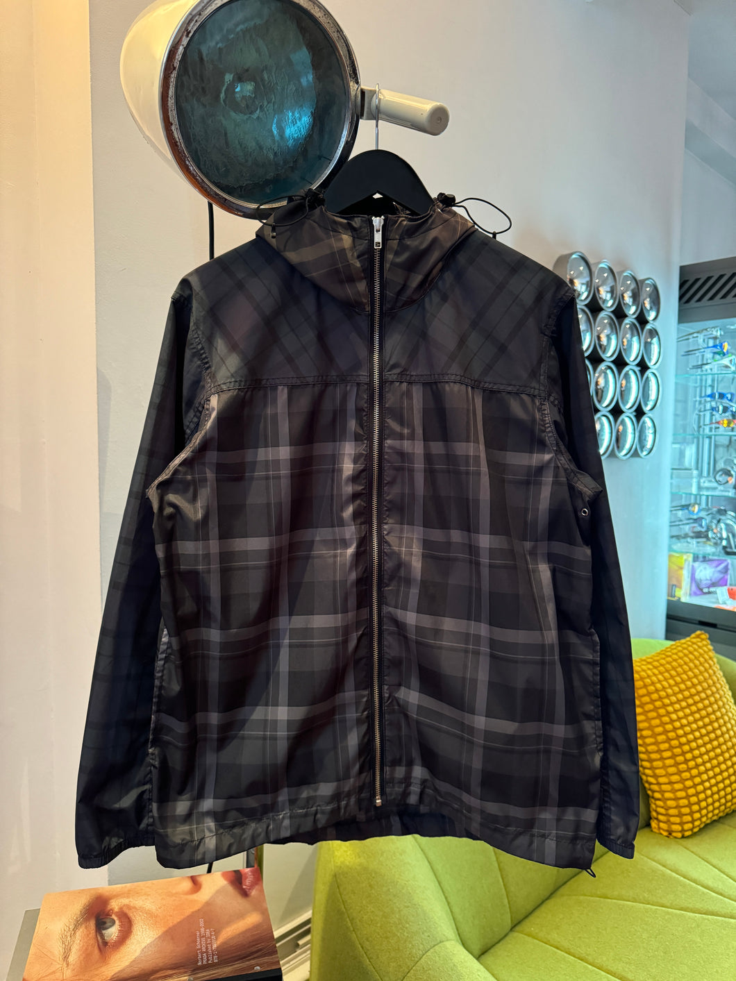 Early 2000's Stussy Mixed Plaid Hooded Nylon Jacket - Medium / Large