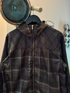 Early 2000's Stussy Mixed Plaid Hooded Nylon Jacket - Medium / Large