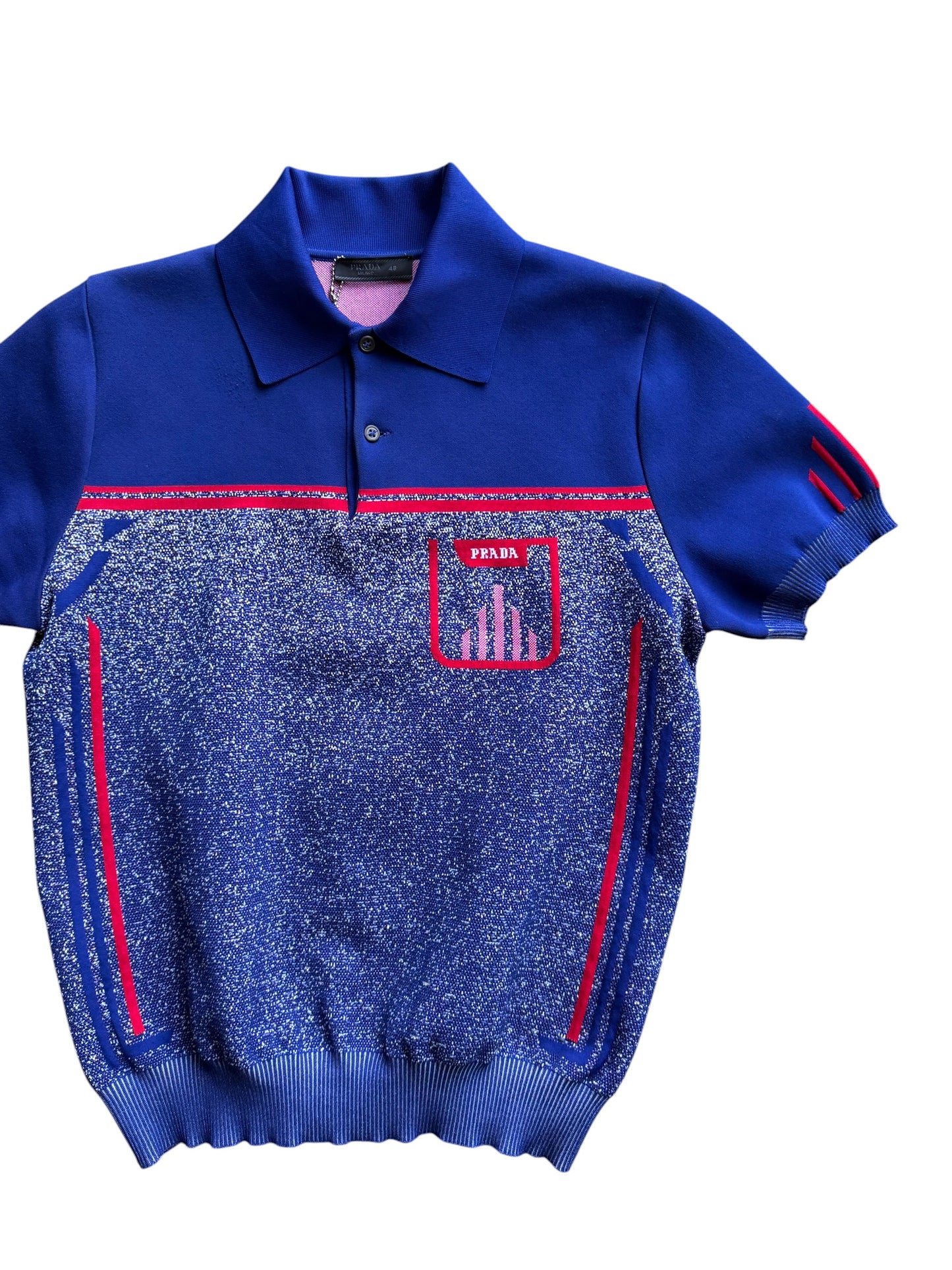 Prada Mainline Sport-Knit Polo Top