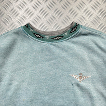 Load image into Gallery viewer, 1980&#39;s Stüssy Tribal Washed Teal Graphic Sweater - Small