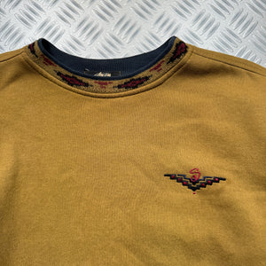 1980's Stüssy Tribal Brown Graphic Sweater - Small / Medium