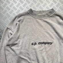 画像をギャラリービューアに読み込む, Early 90&#39;s CP Company Light Grey Spellout Sweater - Large