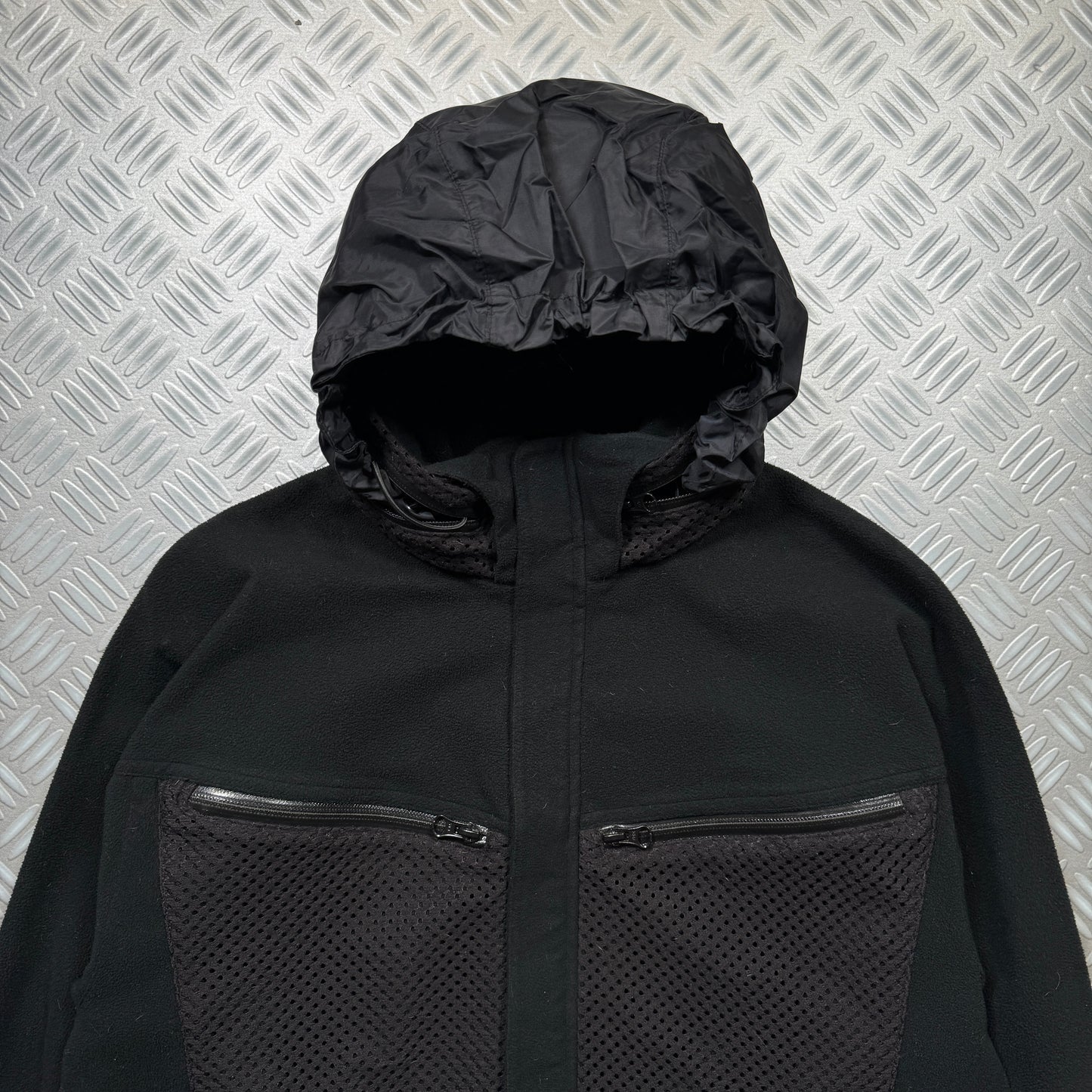 2008 Comme Des Garcons Jet Black Dual Mesh Pocket Technical Jacket - Medium