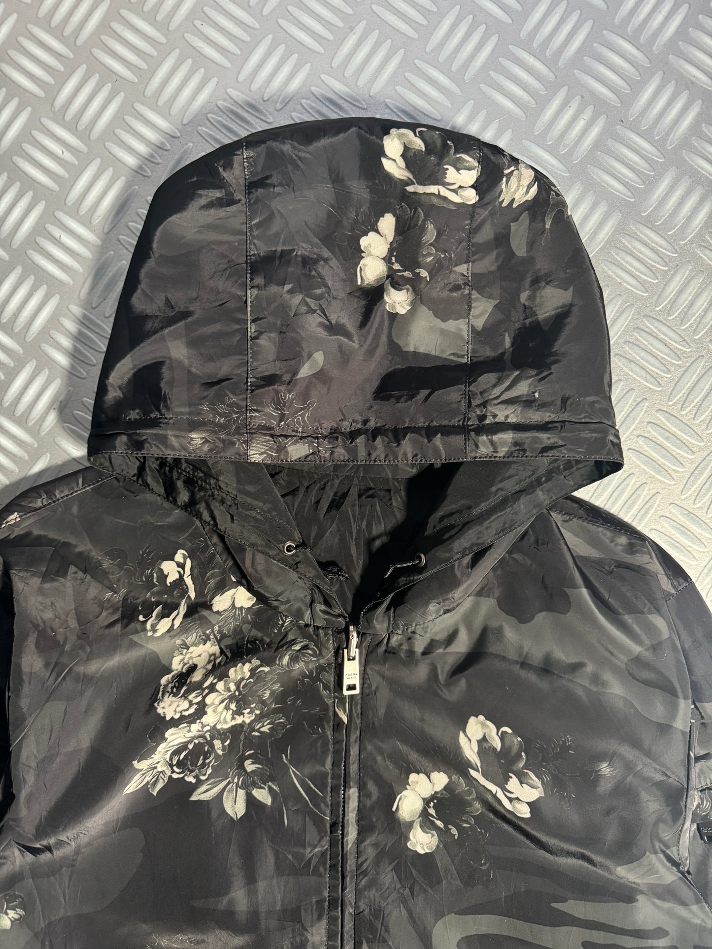 Prada Mainline Reversible Camo/Flowers Print Nylon Jacket