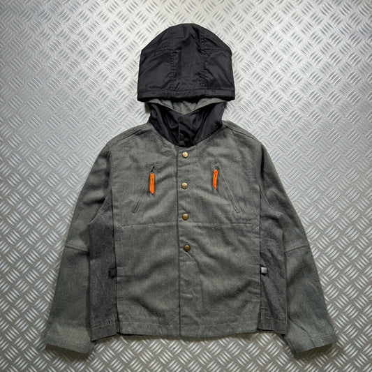 Marithé + François Girbaud Dual Front Zip Cropped Hooded Workwear Jacket - Medium