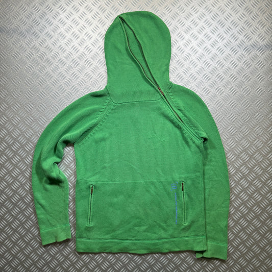 Adolfo Dominguez Knitted Full-Zip Green Hoodie - Large