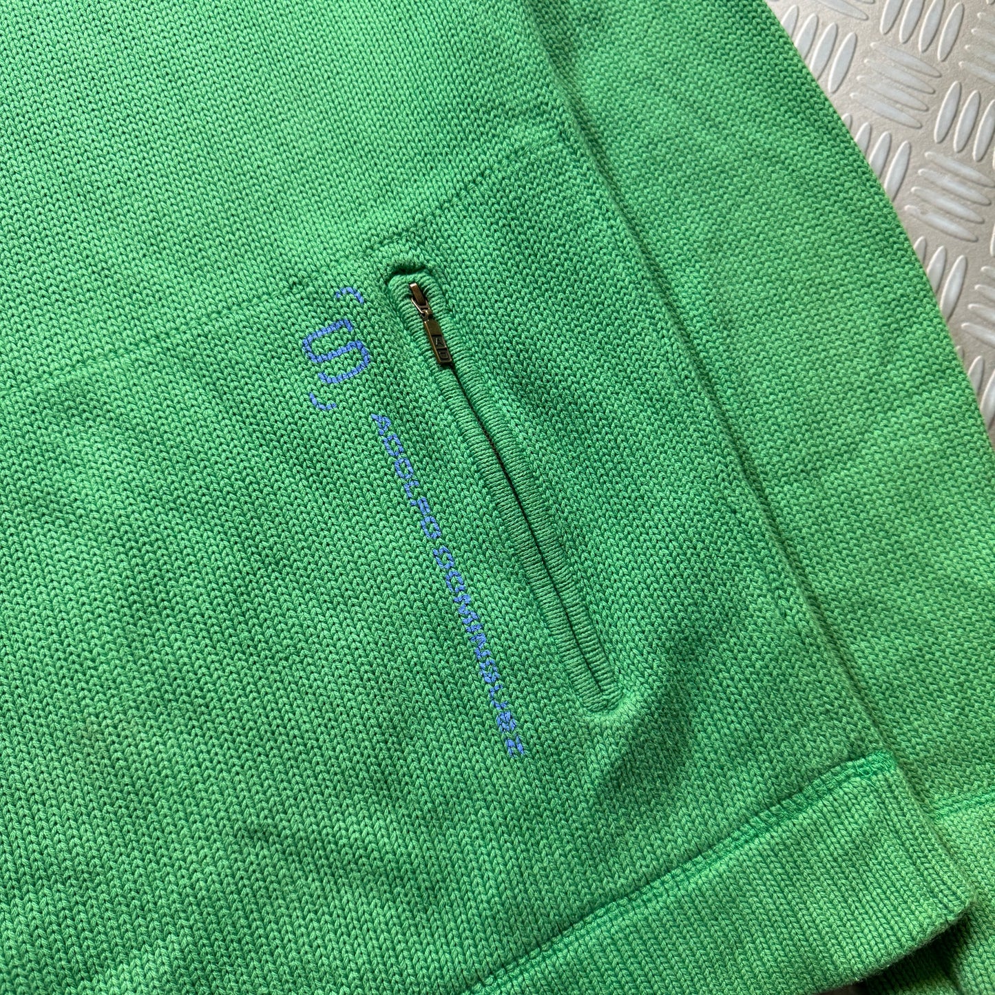 Adolfo Dominguez Knitted Full-Zip Green Hoodie - Large