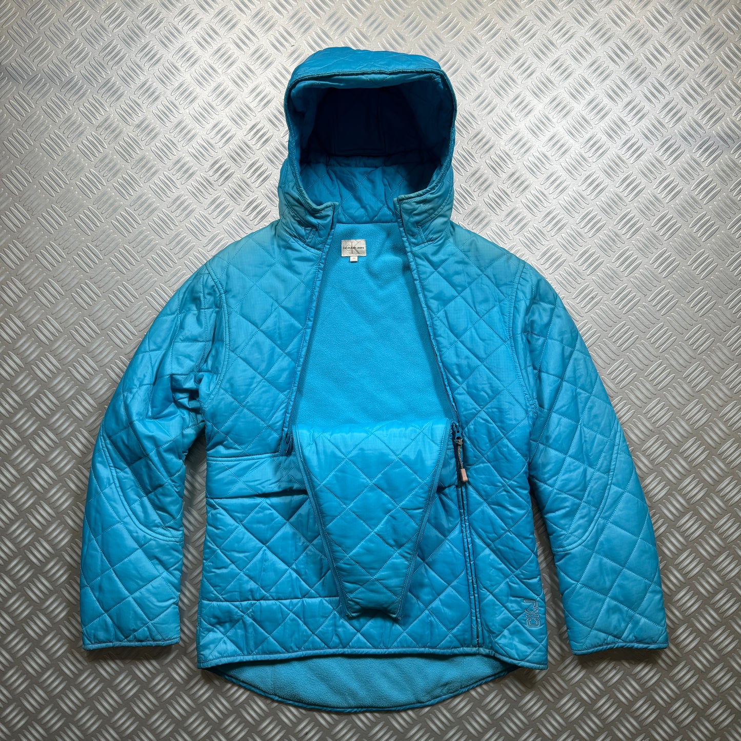 Calvin Klein Dual Front Zip Quilted Blue Jacket