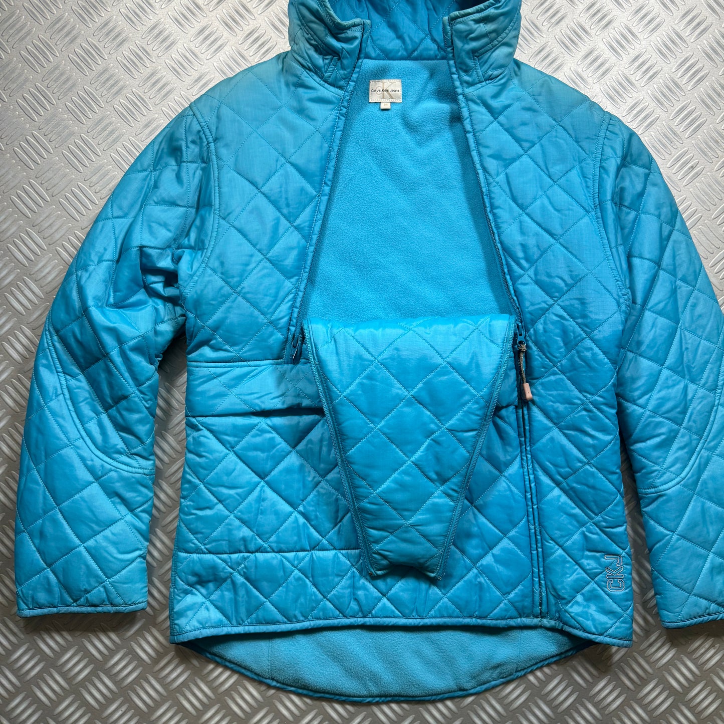Calvin Klein Dual Front Zip Quilted Blue Jacket