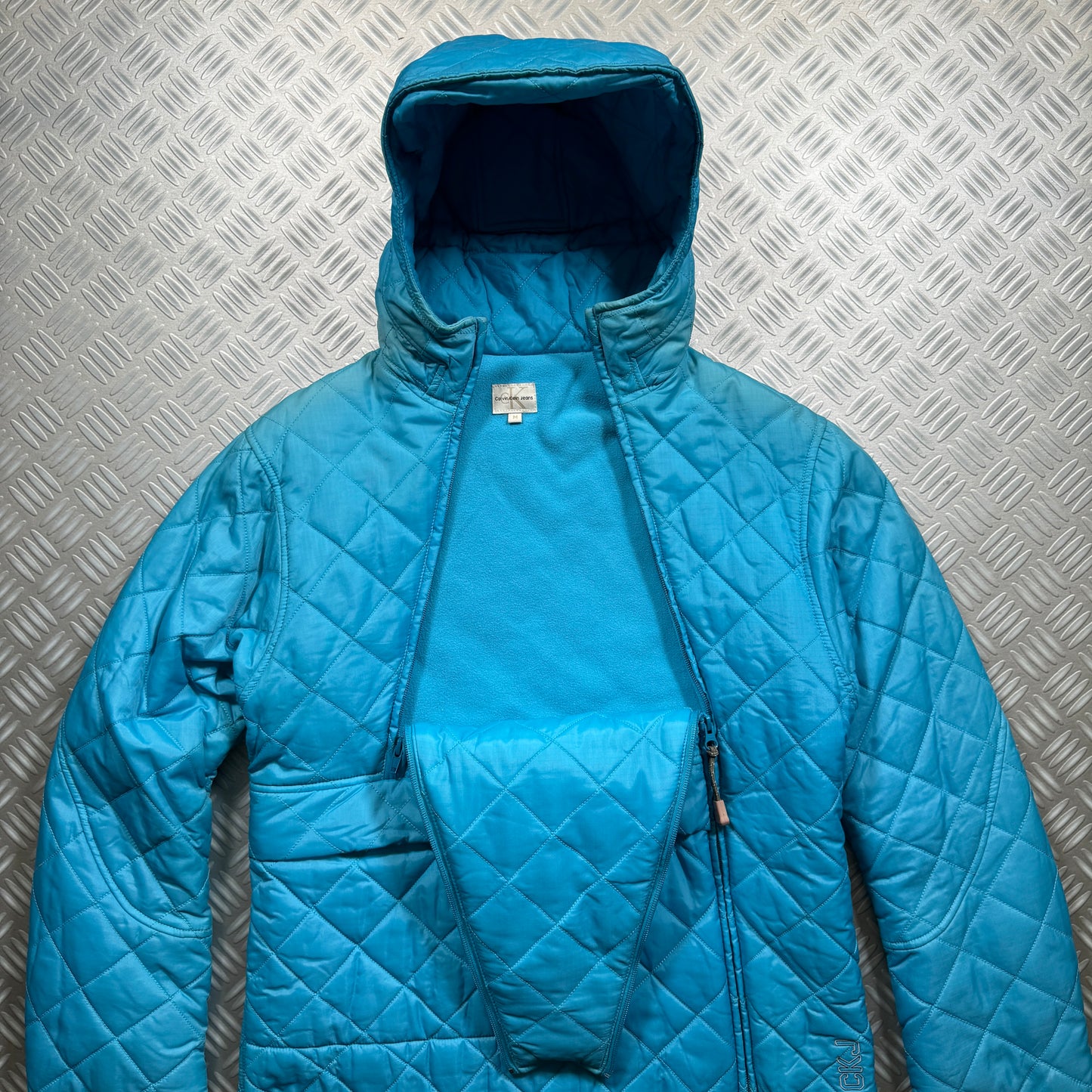 Calvin Klein Dual Front Zip Quilted Blue Jacket