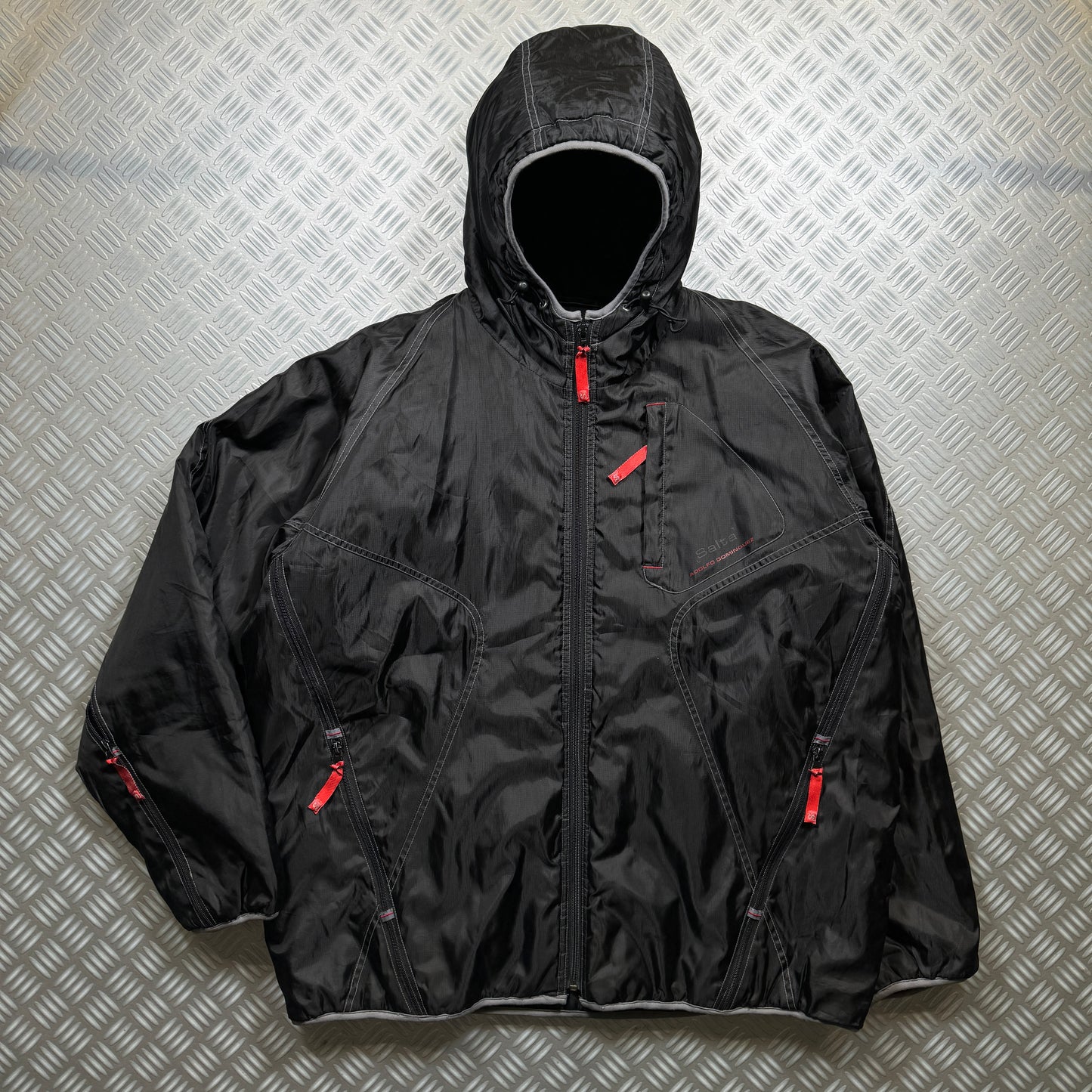 Adolfo Dominguez Nylon Multi-Zip Ventilated Black Jacket