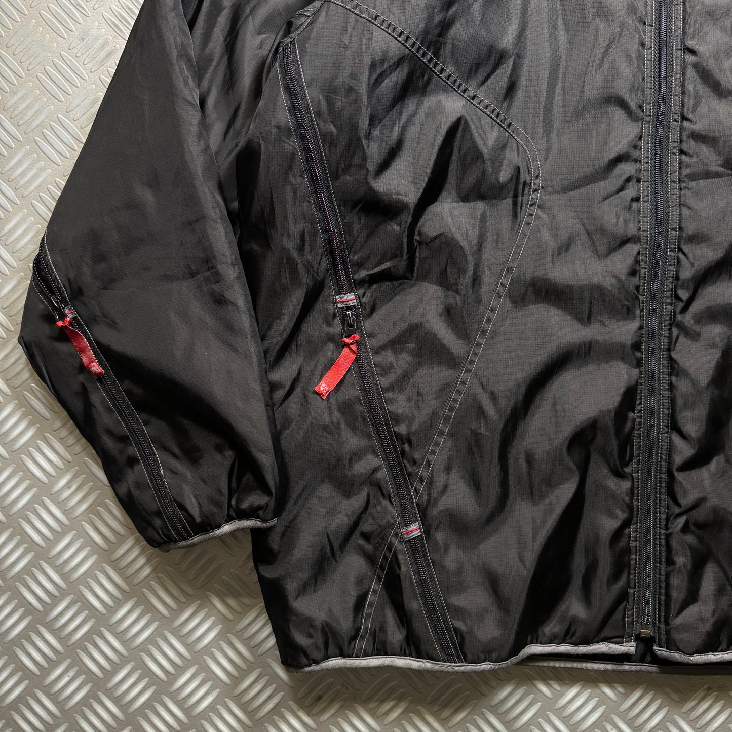 Adolfo Dominguez Nylon Multi-Zip Ventilated Black Jacket