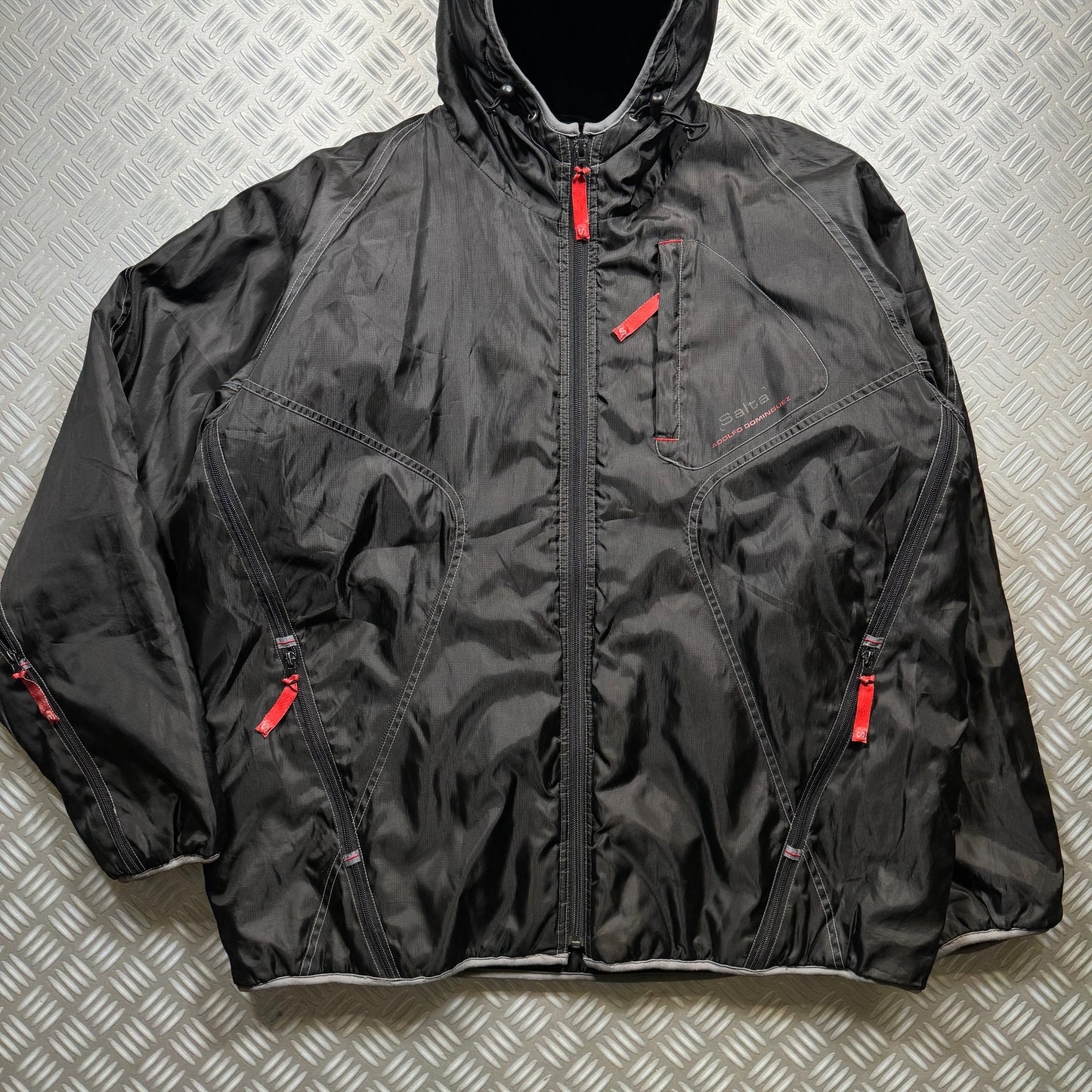 Adolfo Dominguez Nylon Multi-Zip Ventilated Black Jacket