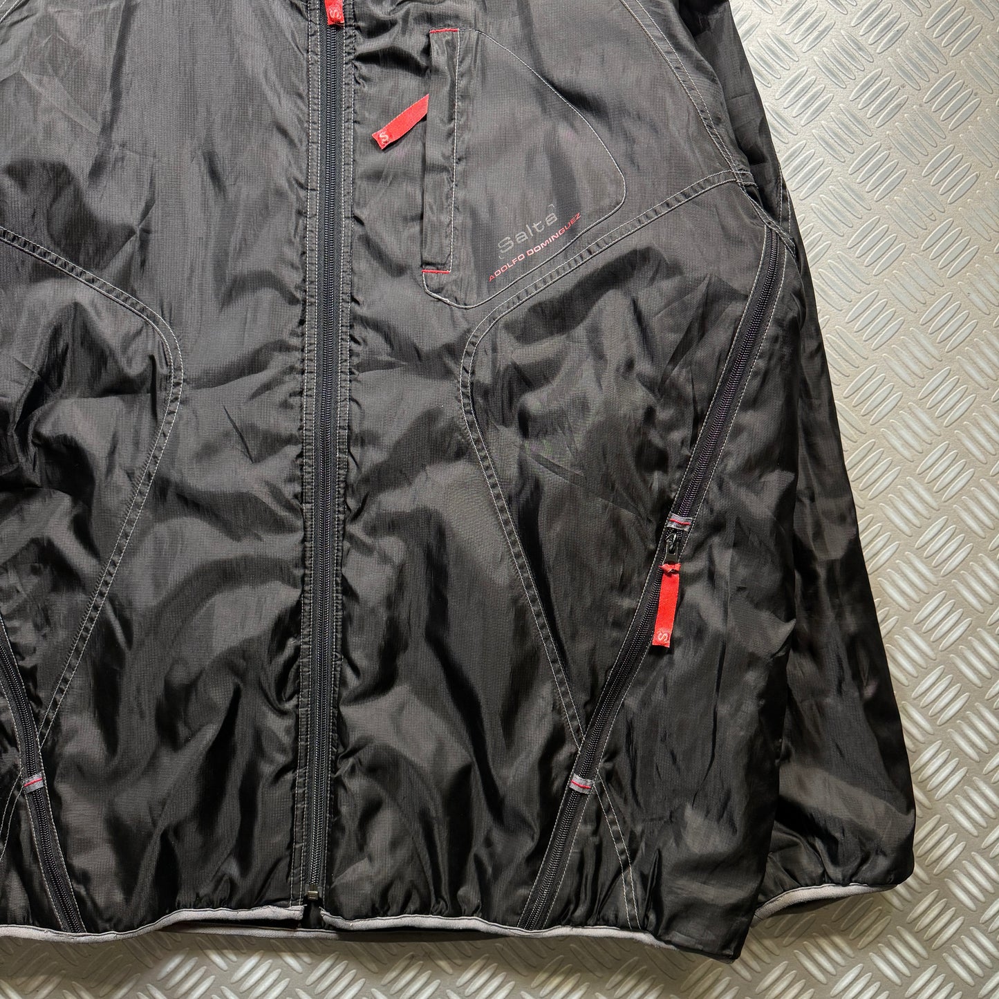 Adolfo Dominguez Nylon Multi-Zip Ventilated Black Jacket
