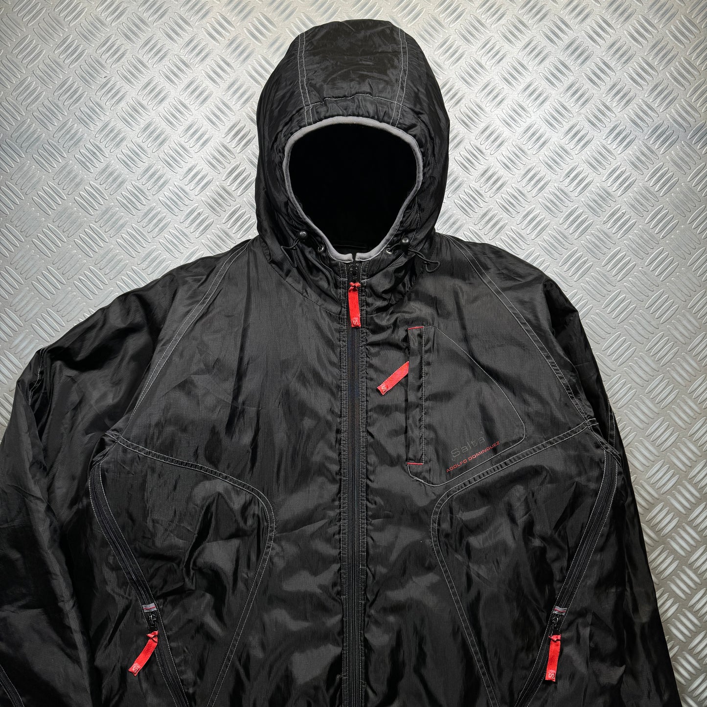 Adolfo Dominguez Nylon Multi-Zip Ventilated Black Jacket