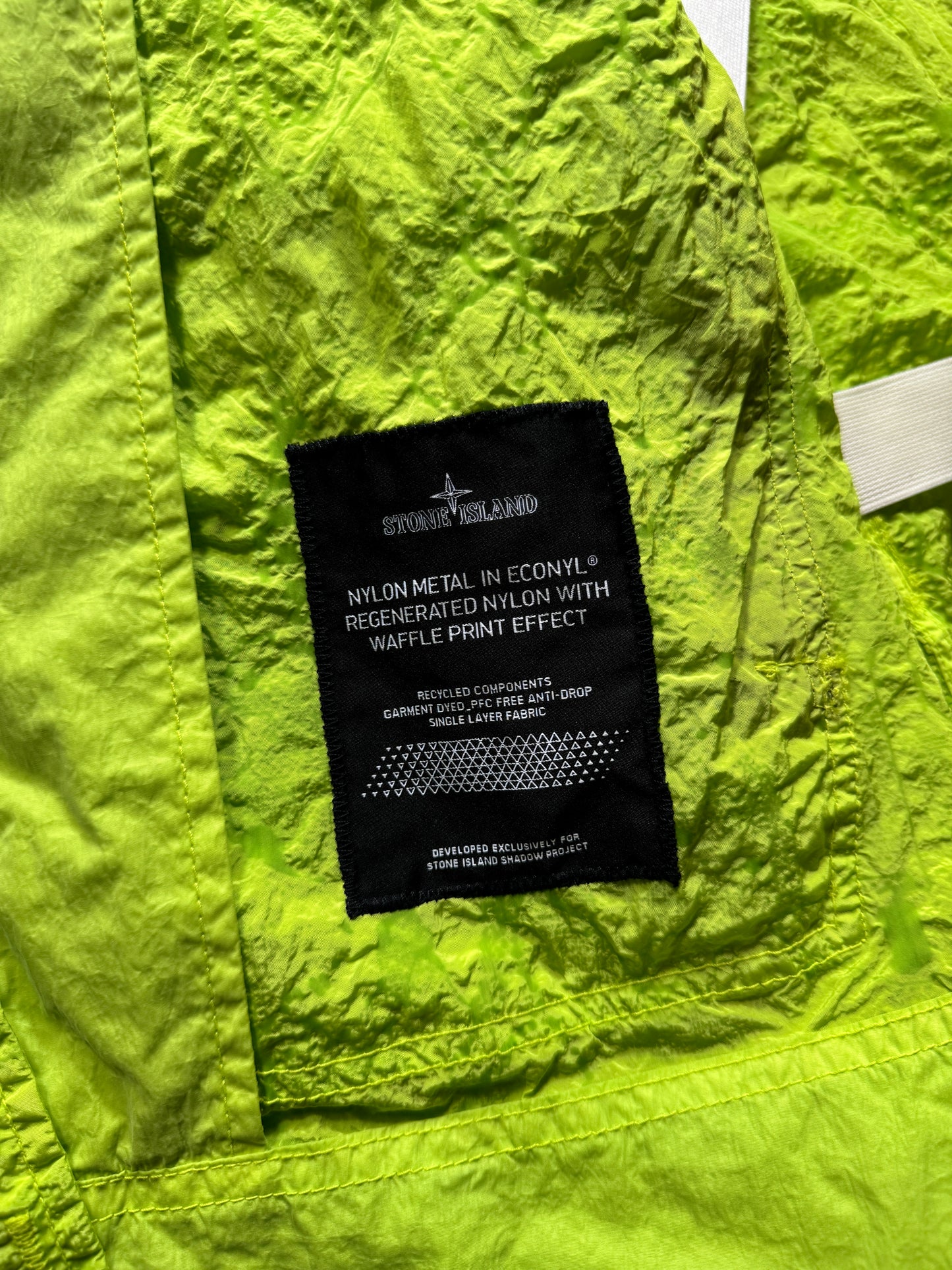 SS22' Stone Island Shadow Project Green Waffle Print Econyl Nylon Metal Jacket - Medium / Large