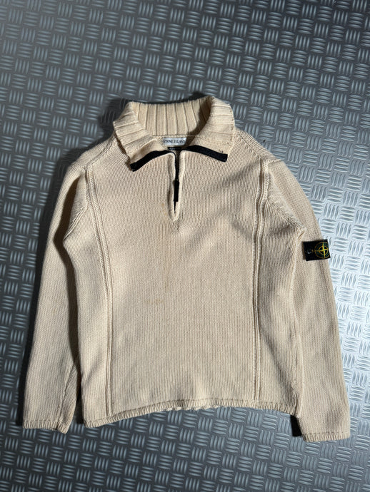 Early 2000's Stone Island Knitted 1/4 Zip Sweater - Extra Large