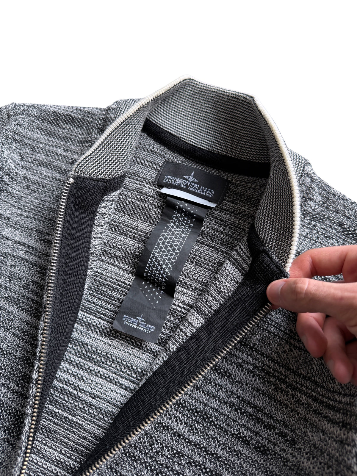 SS16’ Stone Island Shadow Project Grey Woven Zip Cardigan